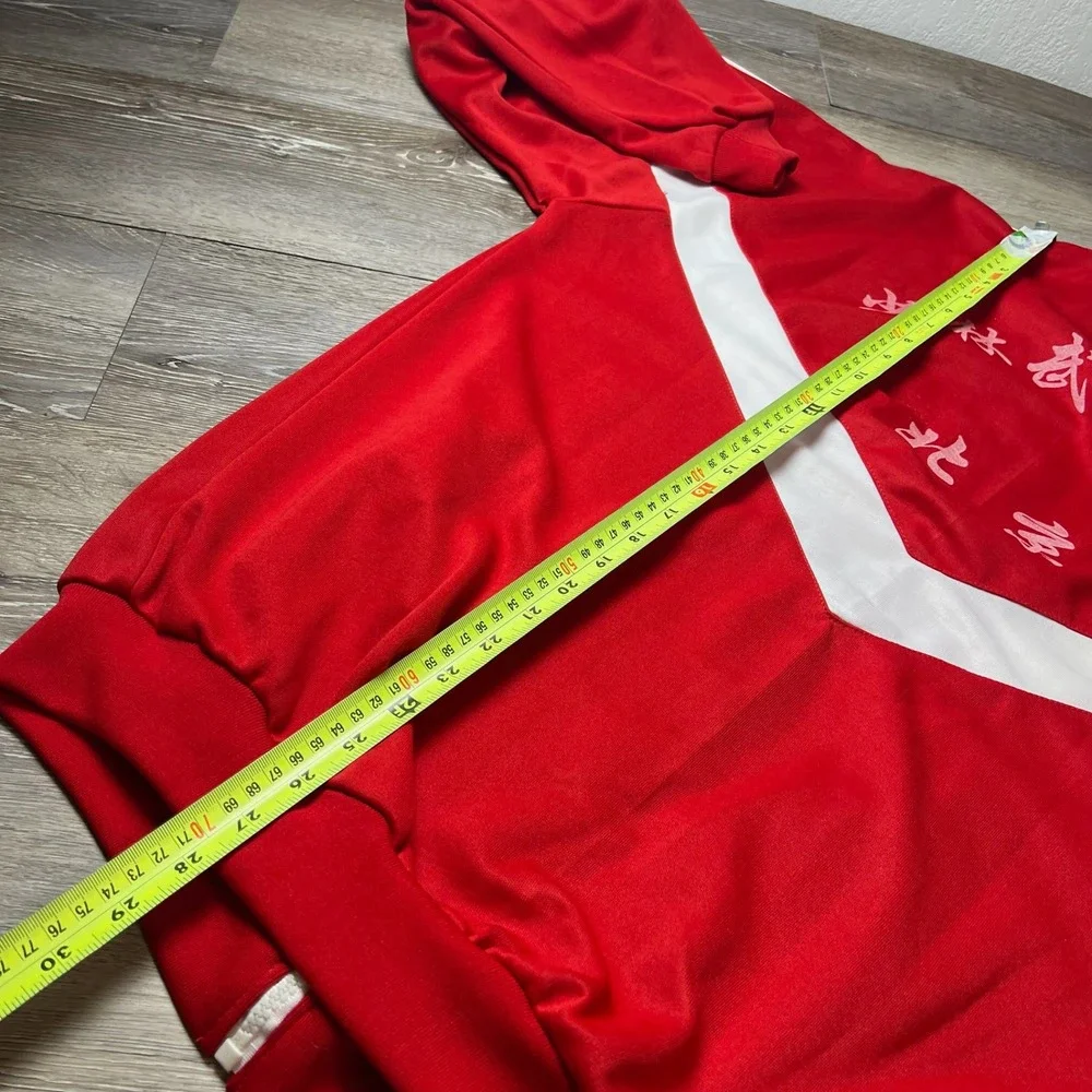 Vintage Track Jacket Mens L Red White Chevron Chinese Shaolin Martial Arts